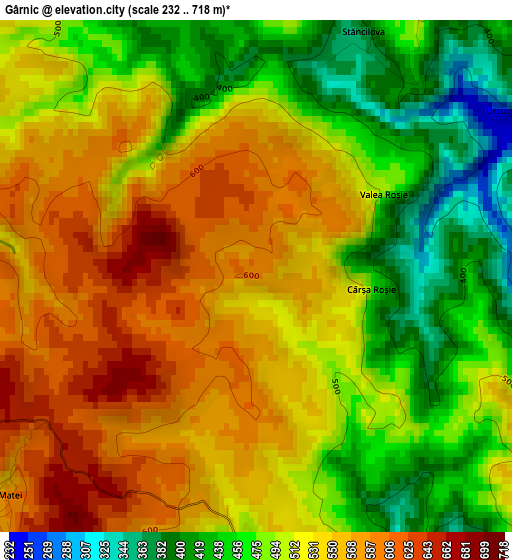 Gârnic elevation map