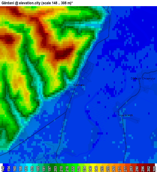 Gârdani elevation map