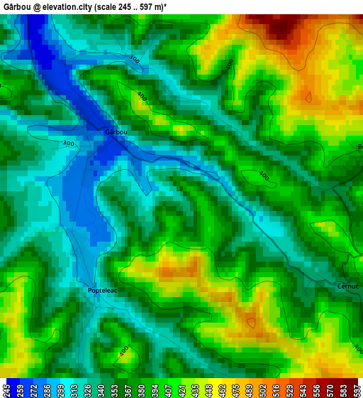 Gârbou elevation map