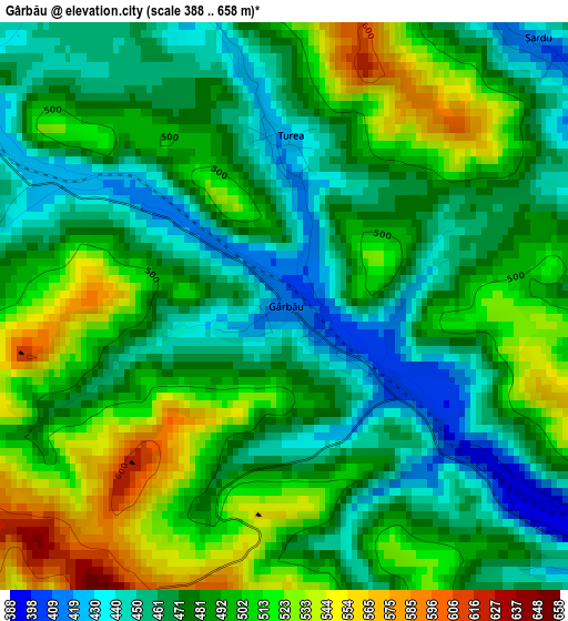 Gârbău elevation map