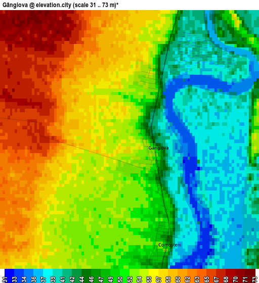 Gângiova elevation map