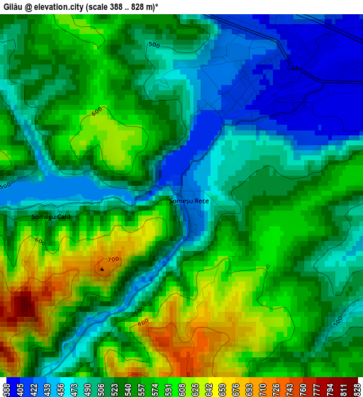 Gilău elevation map