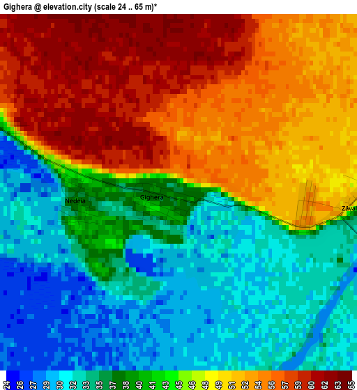 Gighera elevation map