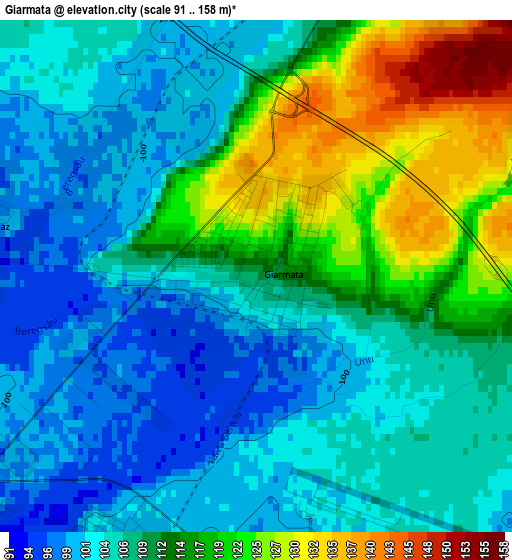 Giarmata elevation map