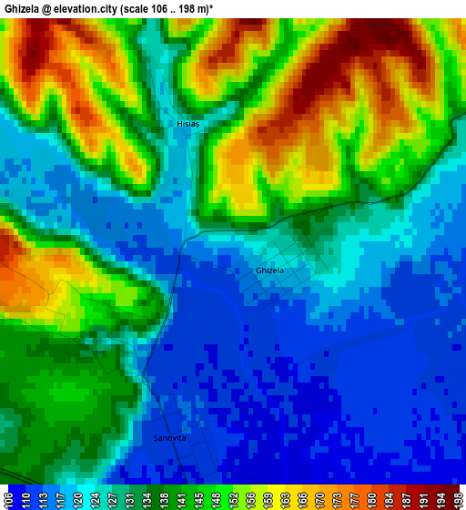 Ghizela elevation map