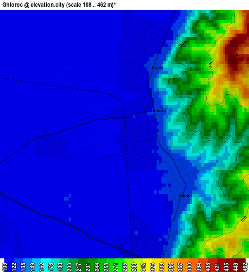 Ghioroc elevation map