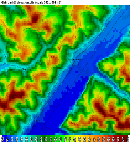 Ghindari elevation map