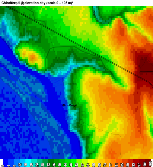 Ghindăreşti elevation map