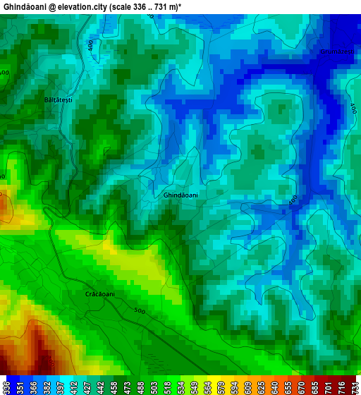 Ghindăoani elevation map