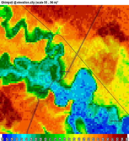 Ghimpați elevation map