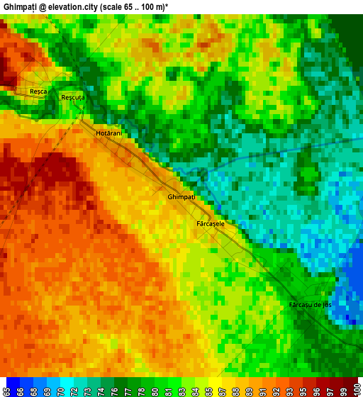 Ghimpați elevation map