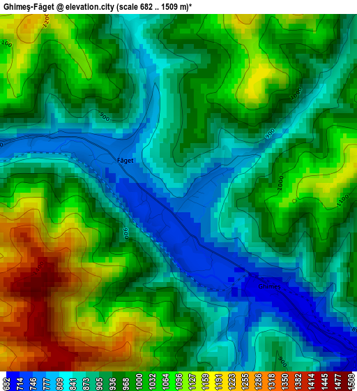 Ghimeş-Făget elevation map