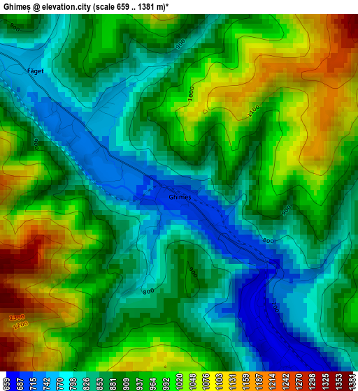 Ghimeș elevation map