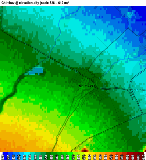 Ghimbav elevation map