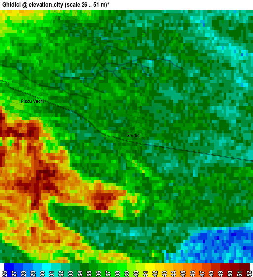 Ghidici elevation map