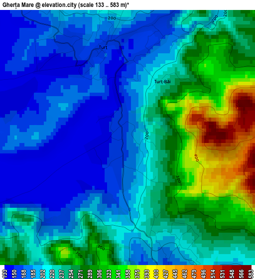 Gherța Mare elevation map