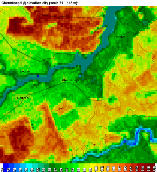 Ghermănești elevation map