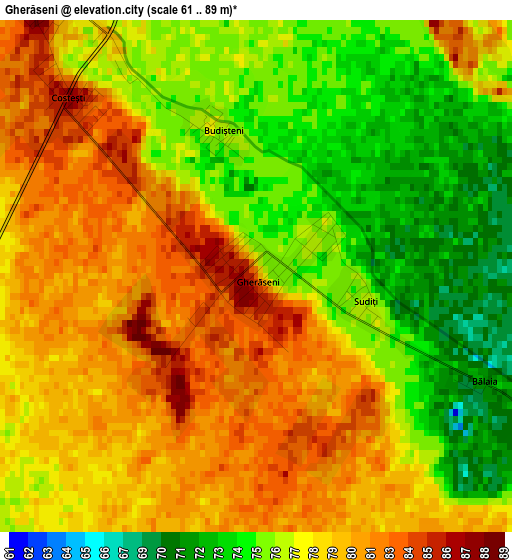 Gherăseni elevation map