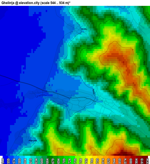 Ghelinţa elevation map