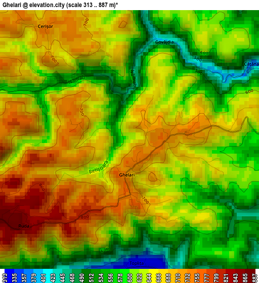 Ghelari elevation map