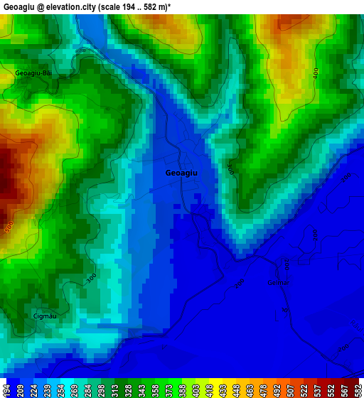 Geoagiu elevation map