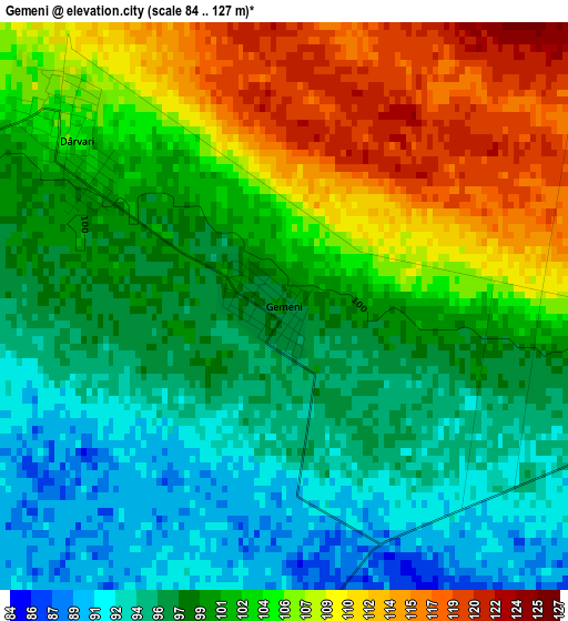 Gemeni elevation map