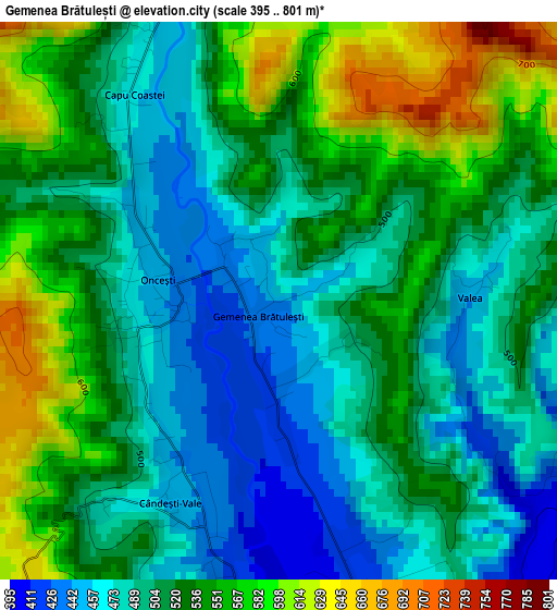 Gemenea Brătulești elevation map