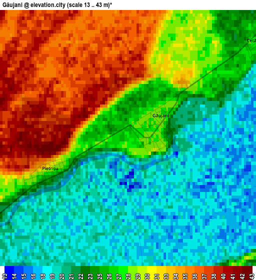 Găujani elevation map