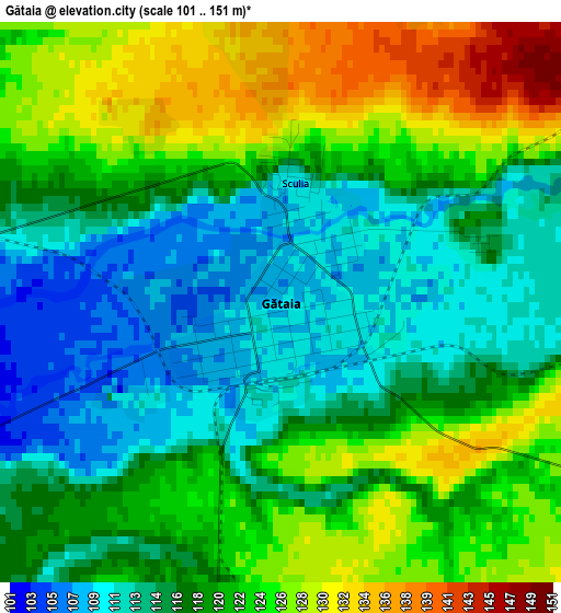 Gătaia elevation map