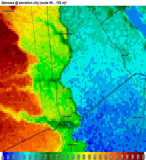 Găneasa elevation map