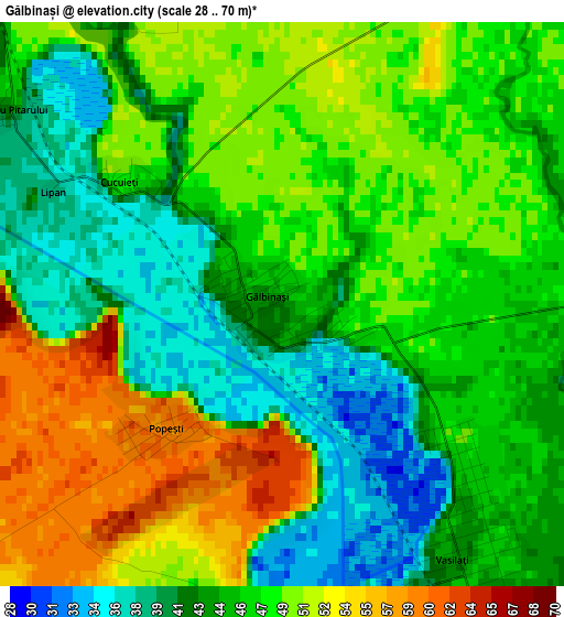 Gălbinași elevation map