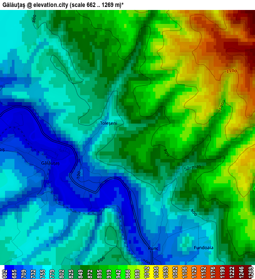 Gălăuţaş elevation map