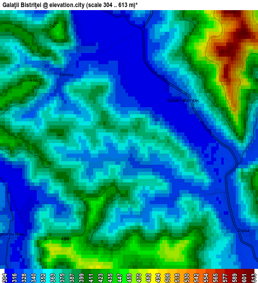 Galaţii Bistriţei elevation map