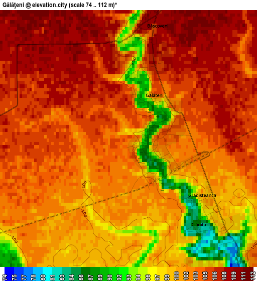 Gălăţeni elevation map