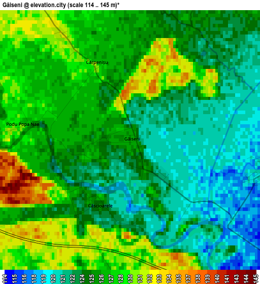 Găiseni elevation map