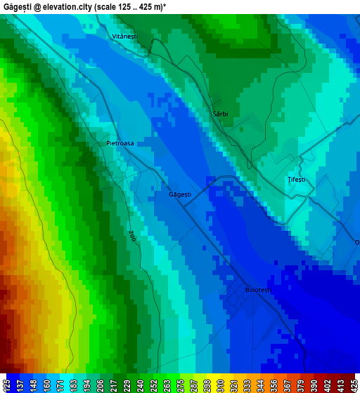 Găgești elevation map