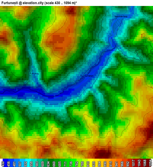 Furtunești elevation map