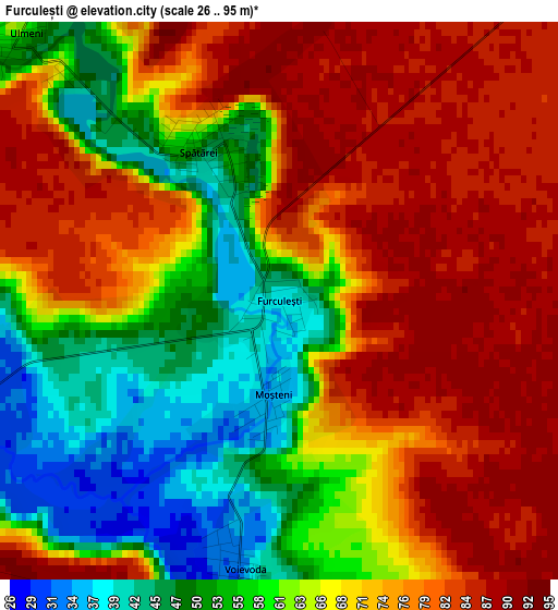 Furculești elevation map