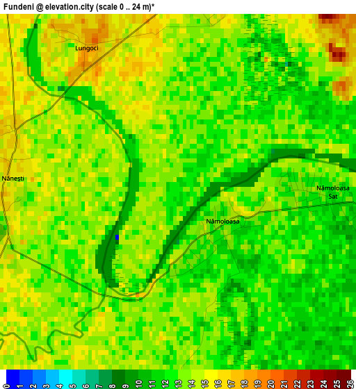 Fundeni elevation map