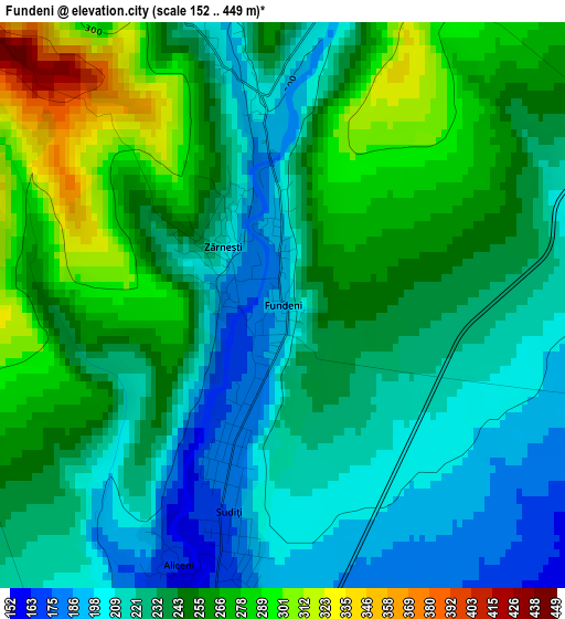 Fundeni elevation map