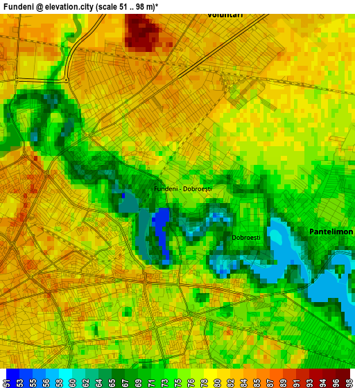 Fundeni elevation map