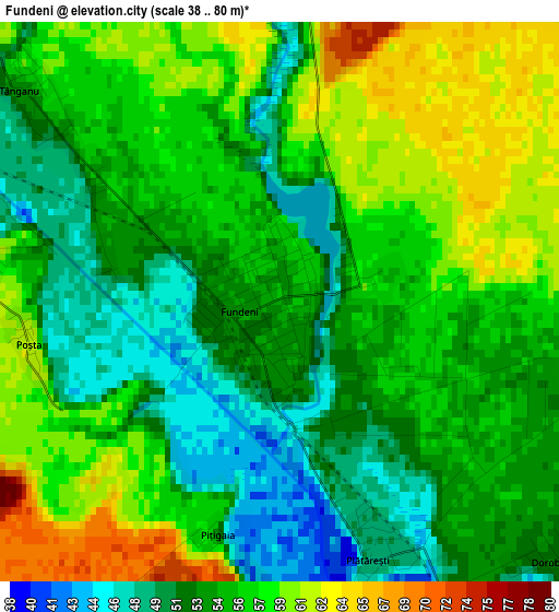 Fundeni elevation map