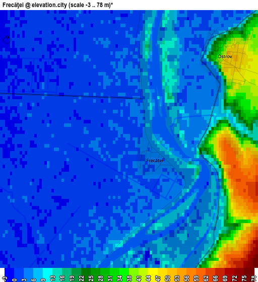 Frecăţei elevation map