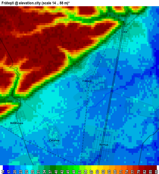 Frăteşti elevation map