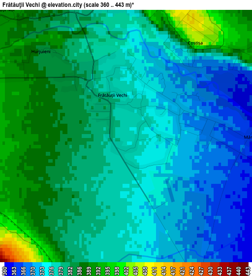 Frătăuţii Vechi elevation map