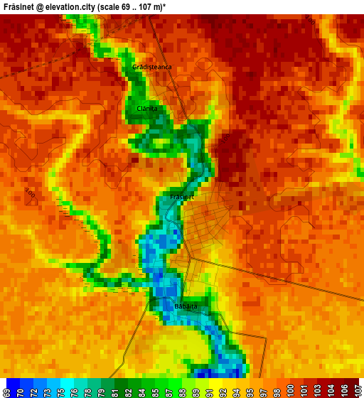 Frăsinet elevation map