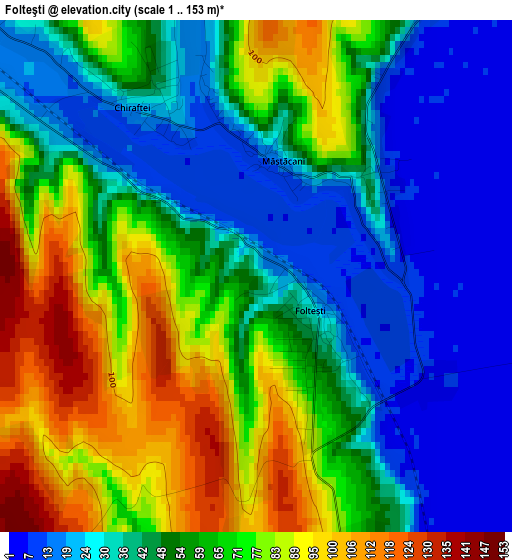 Folteşti elevation map