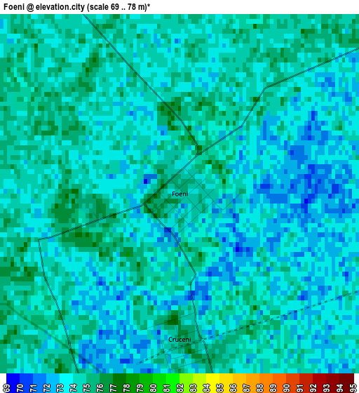 Foeni elevation map