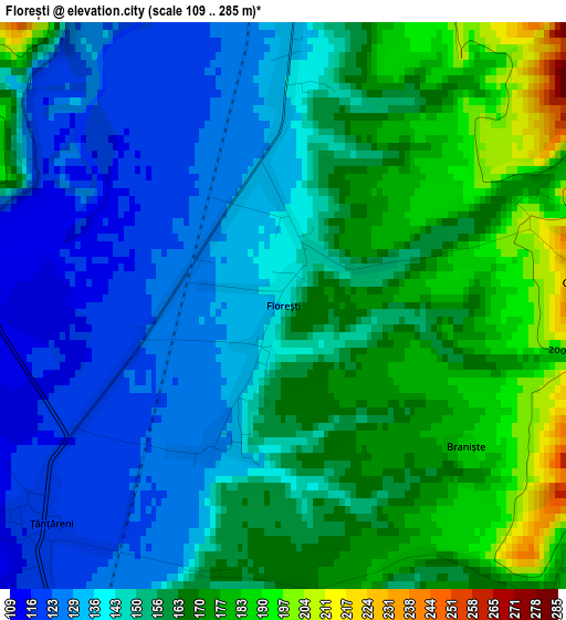 Florești elevation map