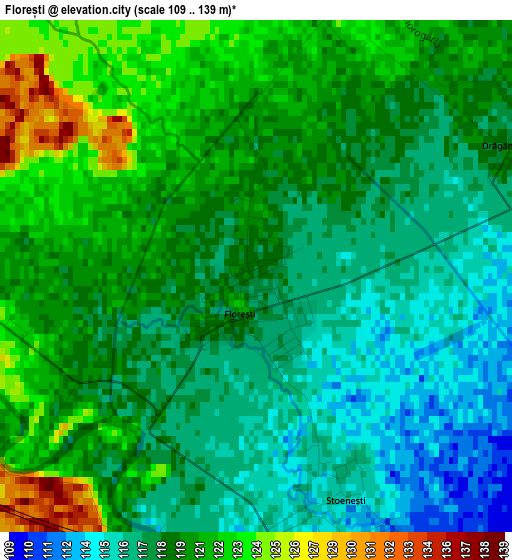 Florești elevation map